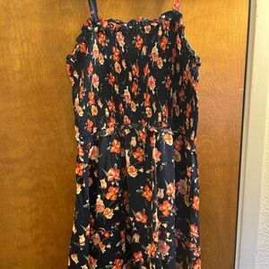 Band of Gypsies Floral Midi Dress - Black and Red